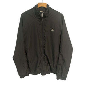 Adidas Warm Up Jacket Womens Size XL Black Full Zip 3 Stripe Mesh Lined Pockets